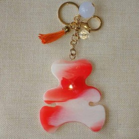 Mother-of-pearl  key ring Bear