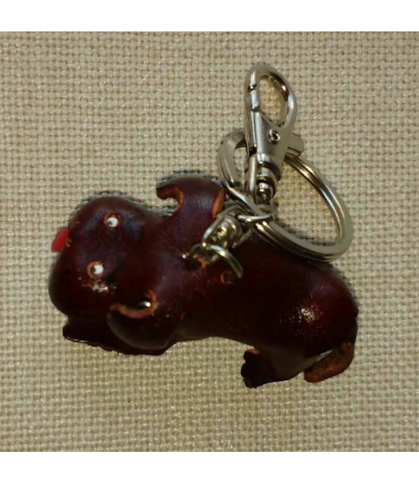 Leather small dog key ring