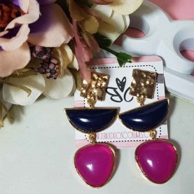 Earrings Talis pink and navy blue