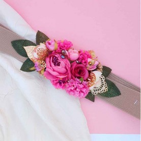 Belt with flowers pink