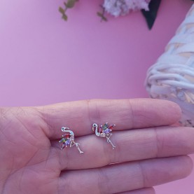 Steel earrings flamingo silver