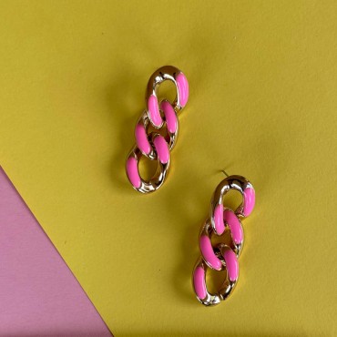 Chain Earrings Pink