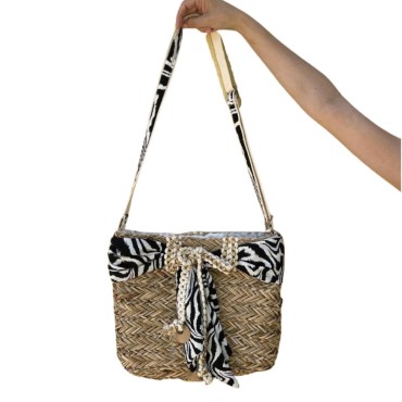 Rafia Shoulder Bag Zebra